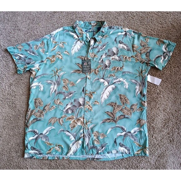 campia moda Other - Campia Hawaiian Shirt Men's XXL Floral Print Front Pocket Blue Short Sleeve